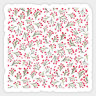 Watercolor winter flowers - red and green Sticker